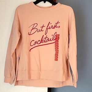 🆕️ Wildfox Woman's Statement Sweatshirt "But First, Cocktails" Size XS